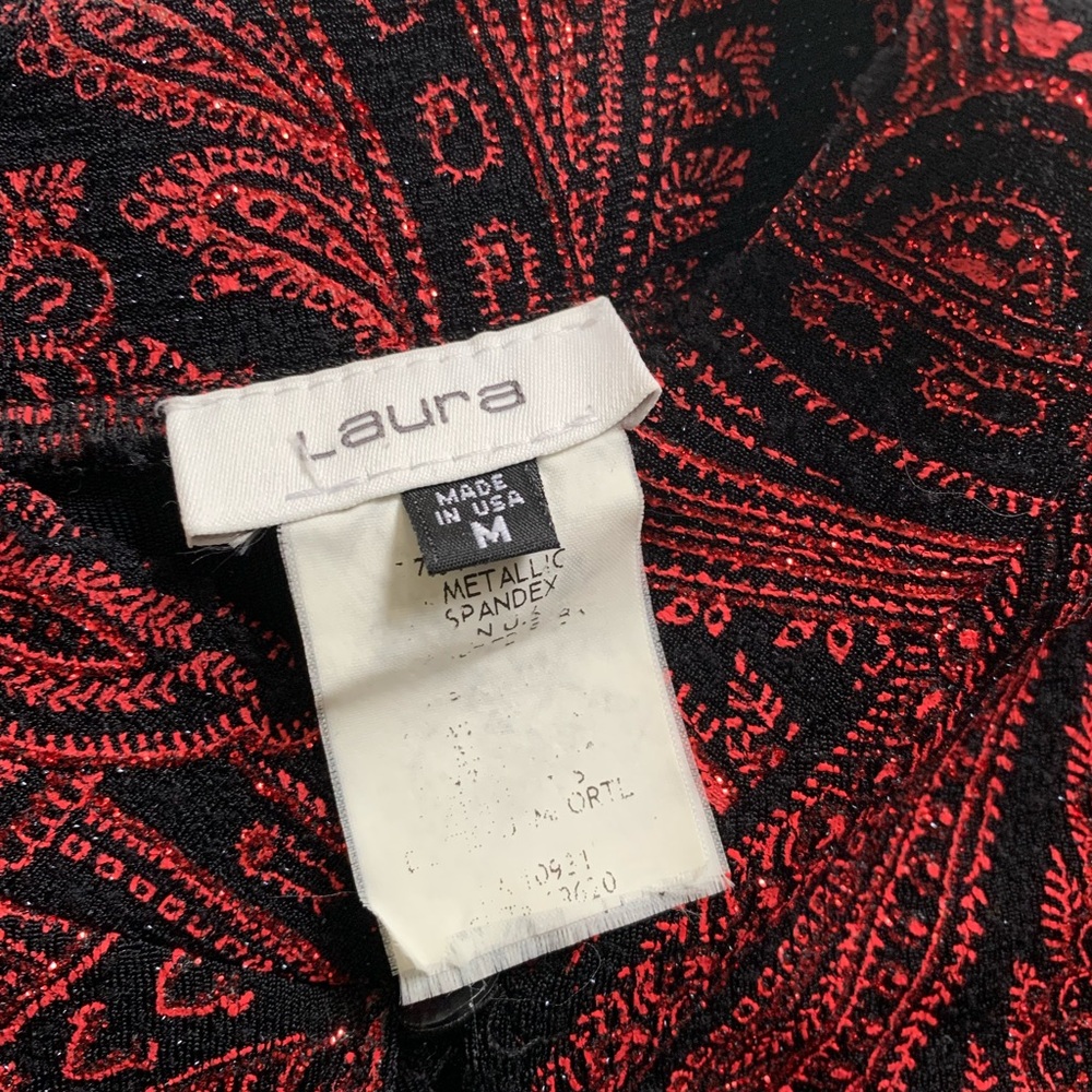 LAST CHANCE Vintage 90s Y2K Red and Black Paisley Women's Top - Picture 2 of 3